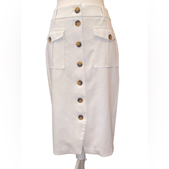 White House/Black Market Utility Skirt w/Full Front Button Closure in Cream SZ 6 - Picture 1 of 4